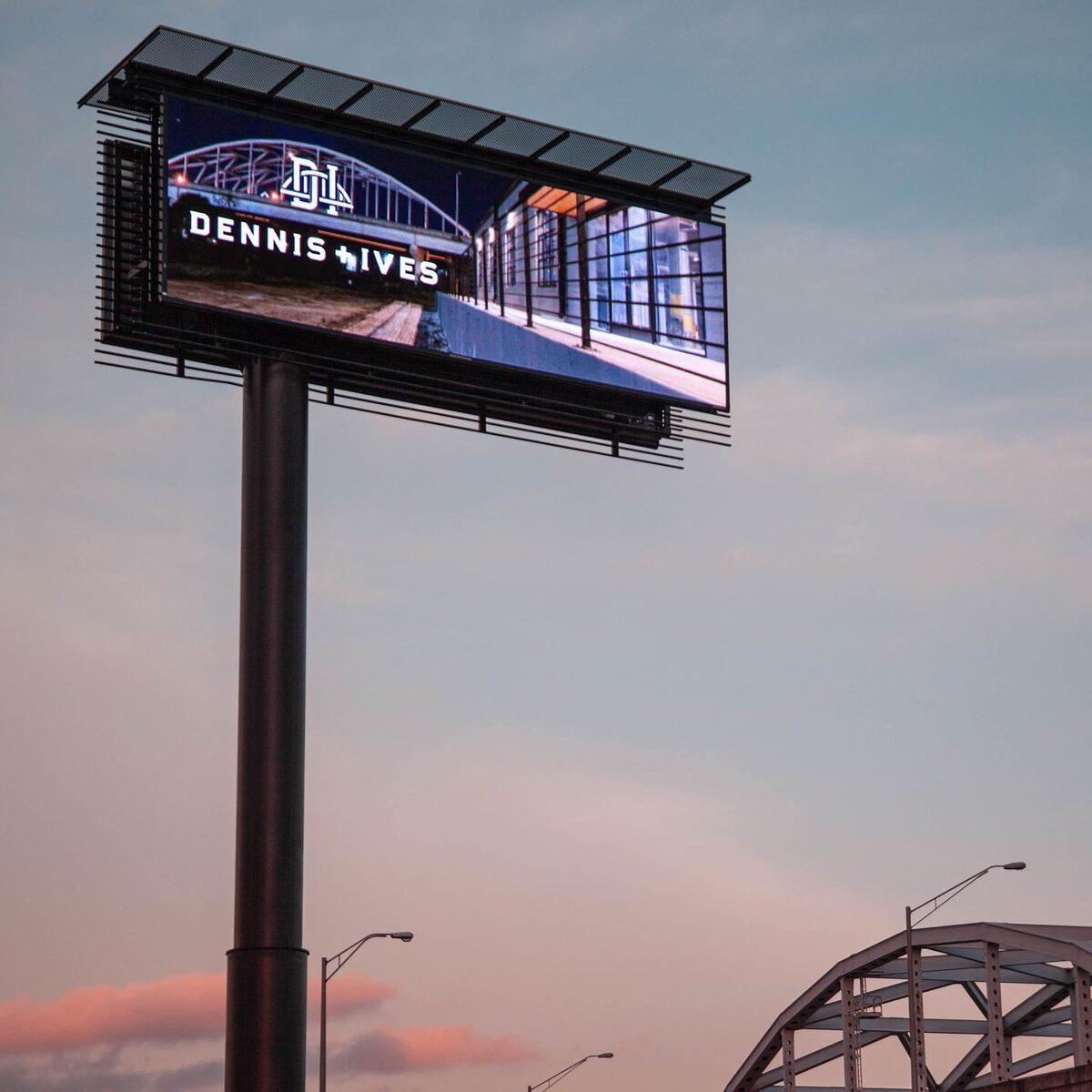 Daktronics LED high-rise digital display for Dennis+Ives, Jacksonville FL — installed by CG Signs