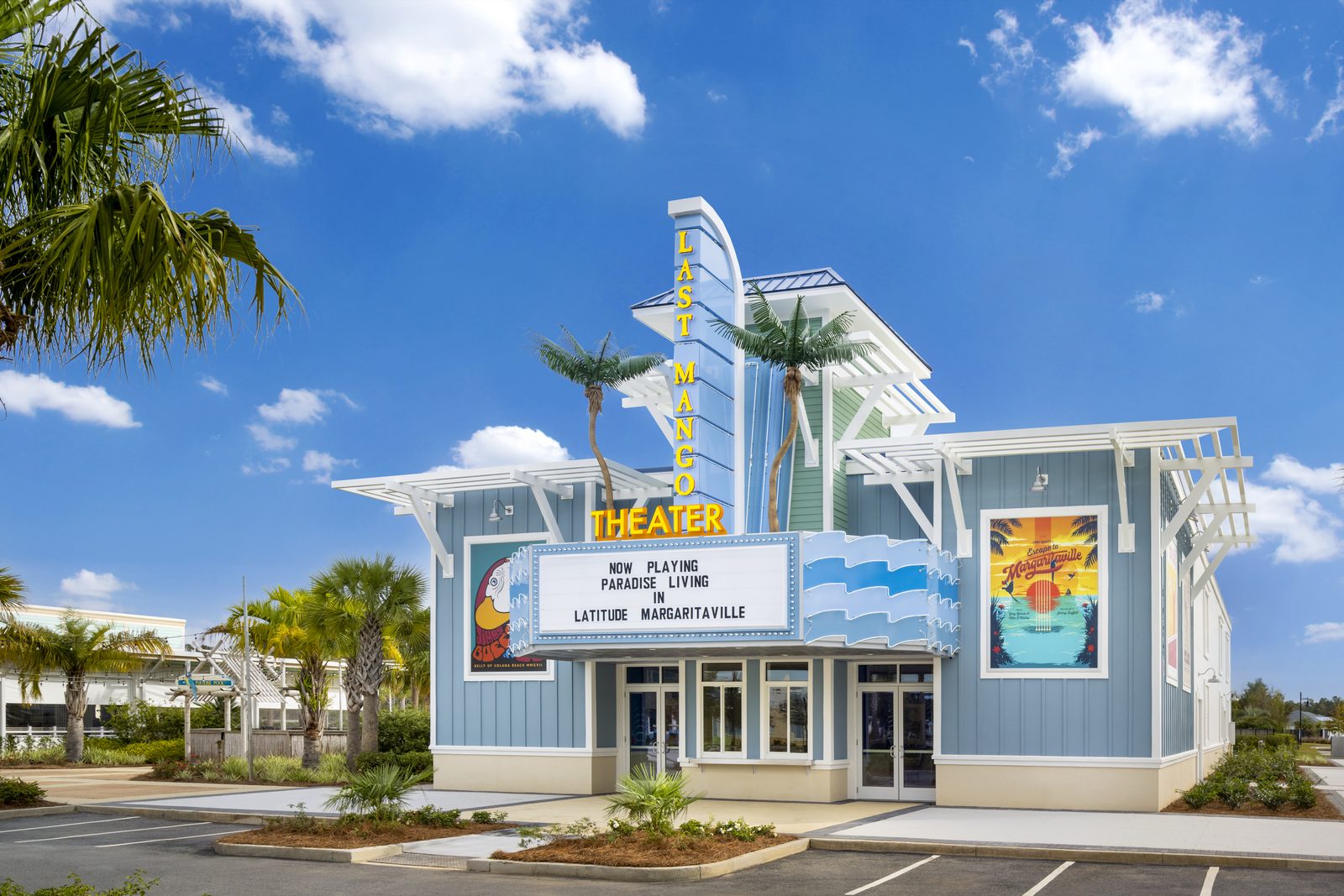 LMH theater exterior — custom architectural fabrication by CG Signs, photographed by RHP