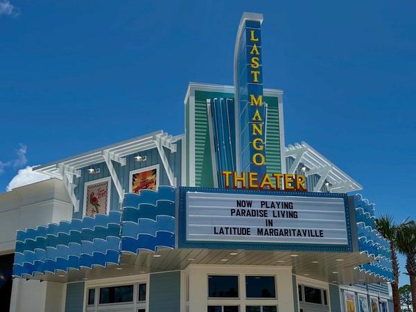 Custom fabricated Marquee and Blade Sign with Neon, Custom Fabricated Aluminum Trellis, Tension Banner sign Frames for wall posters. For the Lattitude Margaritaville in Watersound, FL — Custom Graphics & Sign Designs