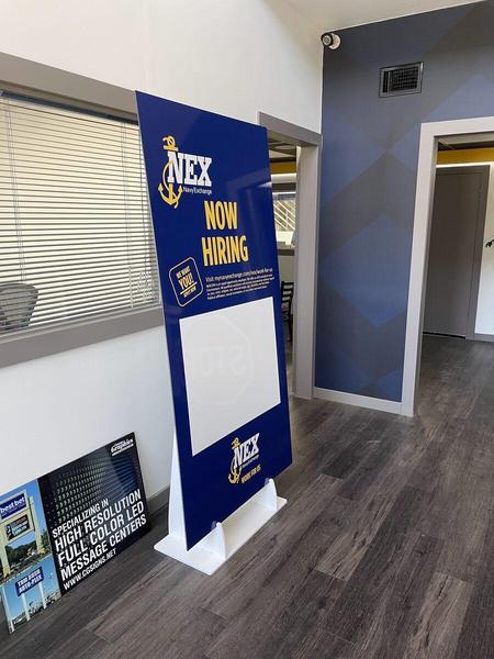 Custom fabricated stand and ACM sign Panel for a retail display for NEX — Custom Graphics & Sign Designs, Northeast Florida