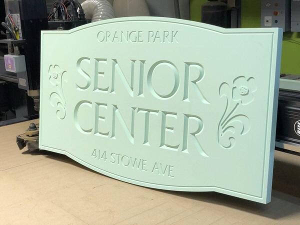 Carved HDU sign panel ready for paint — Custom Graphics & Sign Designs, Orange Park FL