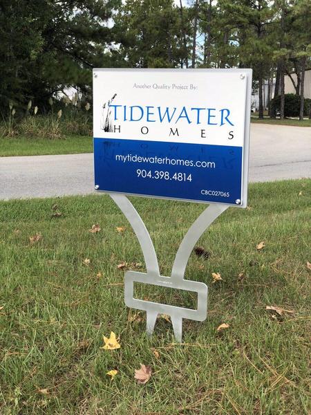 Custom aluminum sign frame with acrylic sign faces for a custom home builder — Custom Graphics & Sign Designs, Orange Park FL