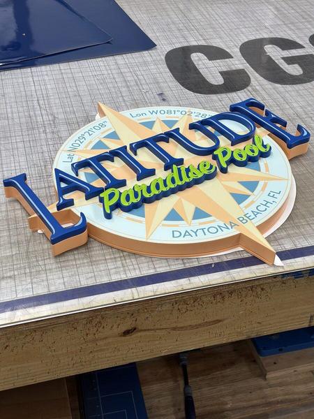 Multi-Layer acrylic and HDU sign for Latitude Paradise Pool — Custom Graphics & Sign Designs, Orange Park FL