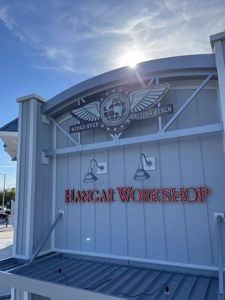 Custom HDU Letters and Sign Panel attached to a fabricated aluminum "Bow String Truss" — Custom Graphics & Sign Designs, Orange Park FL