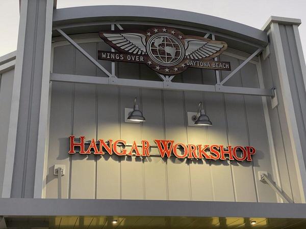 Custom HDU Letters and Sign Panel attached to a fabricated aluminum "Bow String Truss" — Custom Graphics & Sign Designs, Orange Park FL