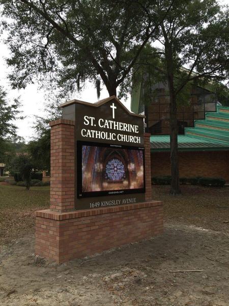 Custom Masonary Monument with Aluminum Cabinet and Daktroncis Display — Custom Graphics & Sign Designs, Northeast Florida